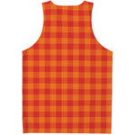 Orange Buffalo Check Pattern Print Men's Tank Top