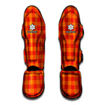 Orange Buffalo Check Pattern Print Muay Thai Shin Guard