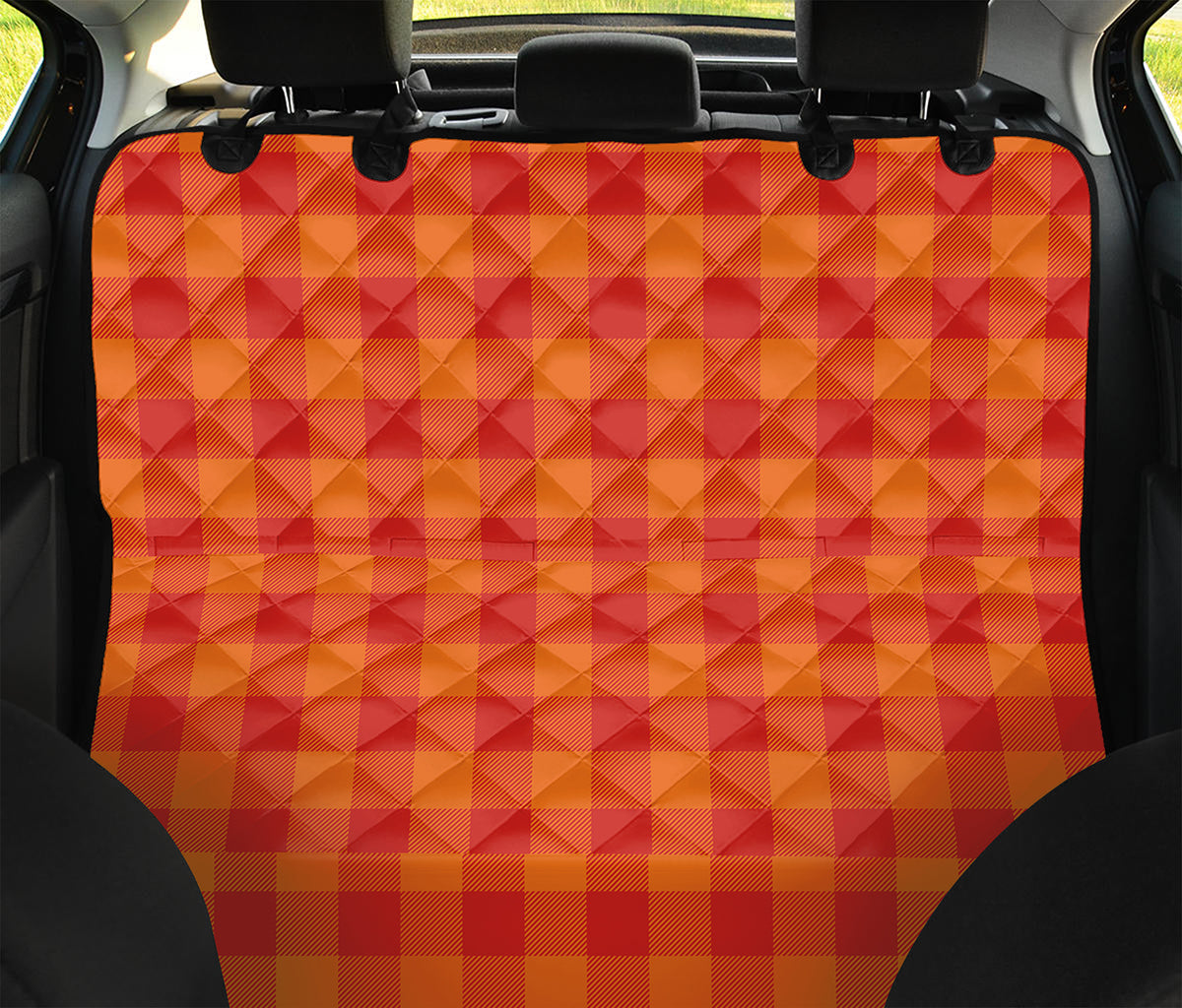 Orange Buffalo Check Pattern Print Pet Car Back Seat Cover