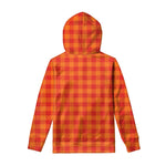 Orange Buffalo Check Pattern Print Pullover Hoodie
