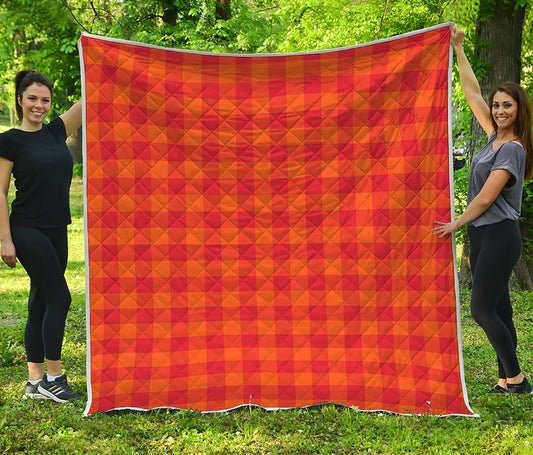 Orange Buffalo Check Pattern Print Quilt