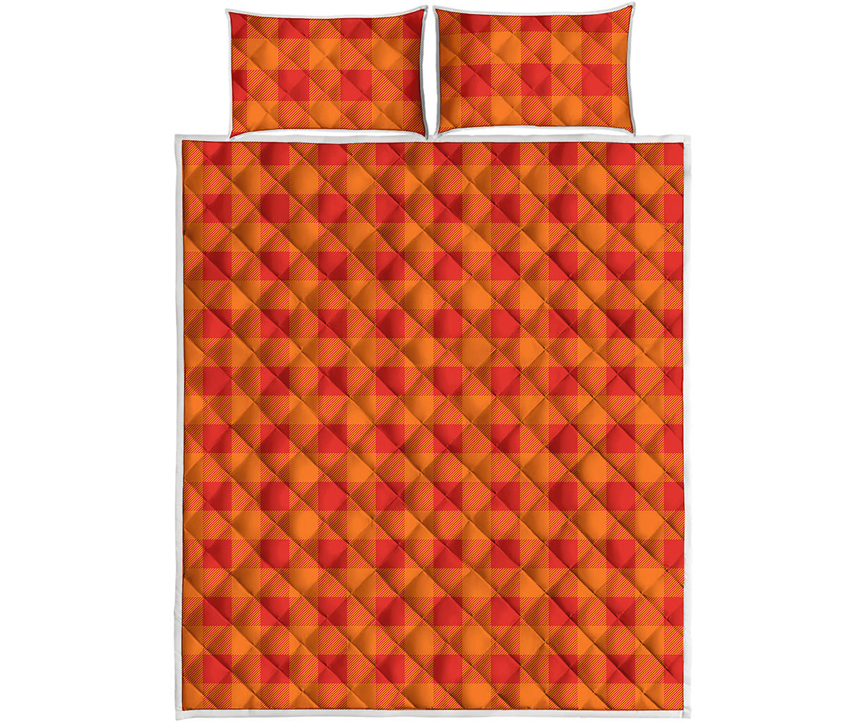 Orange Buffalo Check Pattern Print Quilt Bed Set