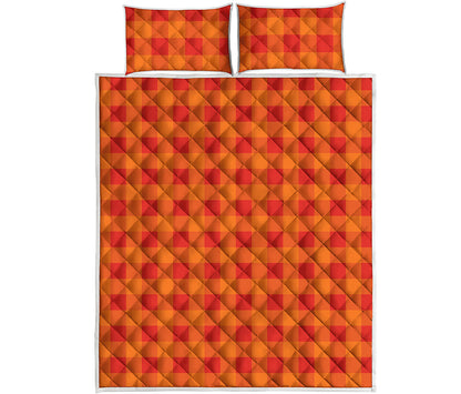 Orange Buffalo Check Pattern Print Quilt Bed Set