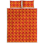 Orange Buffalo Check Pattern Print Quilt Bed Set
