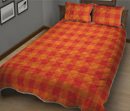 Orange Buffalo Check Pattern Print Quilt Bed Set
