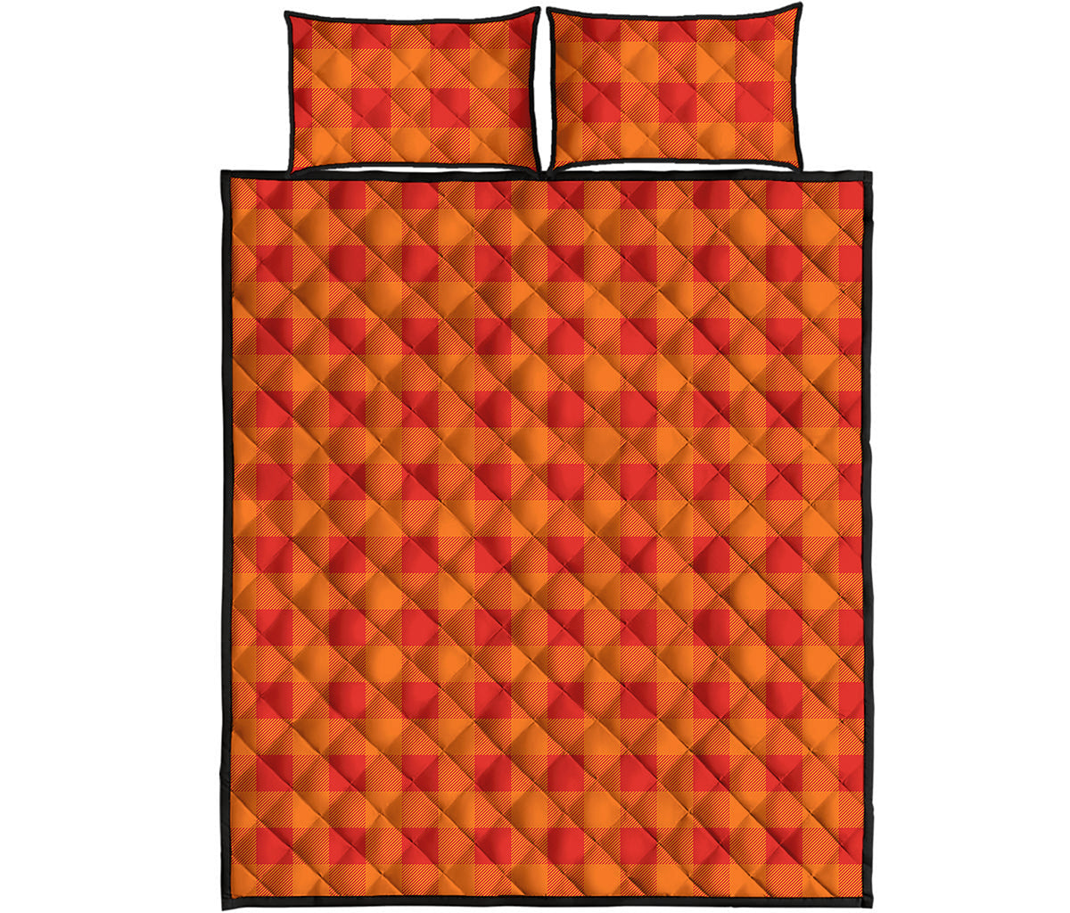 Orange Buffalo Check Pattern Print Quilt Bed Set