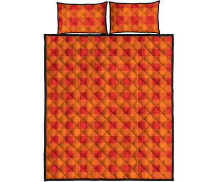 Orange Buffalo Check Pattern Print Quilt Bed Set