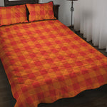 Orange Buffalo Check Pattern Print Quilt Bed Set