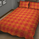 Orange Buffalo Check Pattern Print Quilt Bed Set