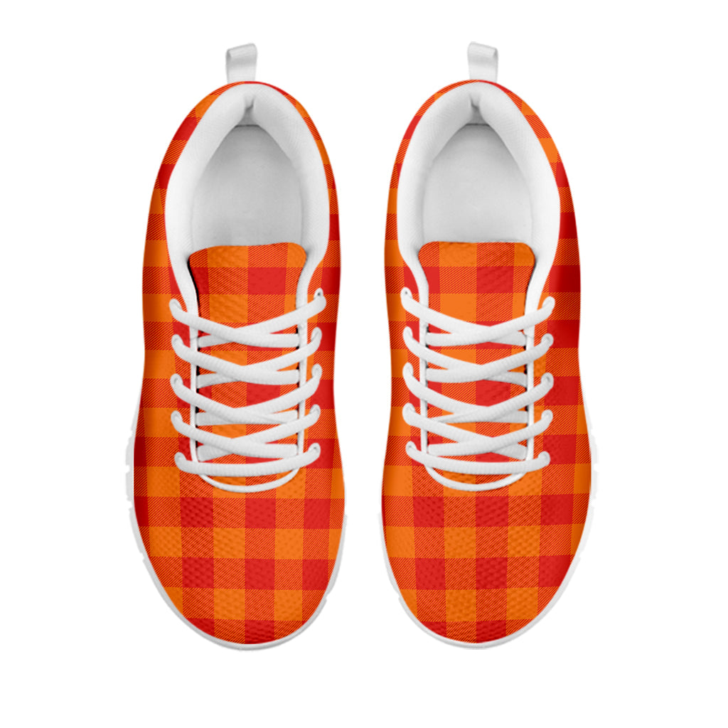 Orange Buffalo Check Pattern Print White Sneakers