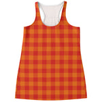 Orange Buffalo Check Pattern Print Women's Racerback Tank Top