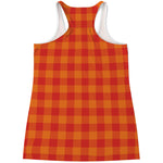 Orange Buffalo Check Pattern Print Women's Racerback Tank Top