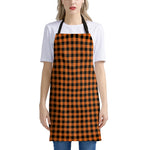 Orange Buffalo Plaid Print Apron