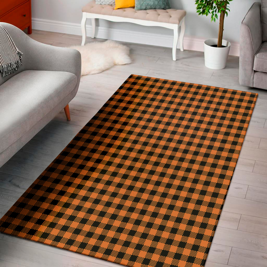Orange Buffalo Plaid Print Area Rug