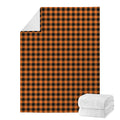 Orange Buffalo Plaid Print Blanket