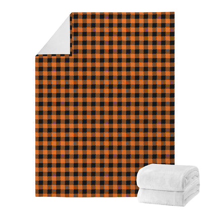Orange Buffalo Plaid Print Blanket