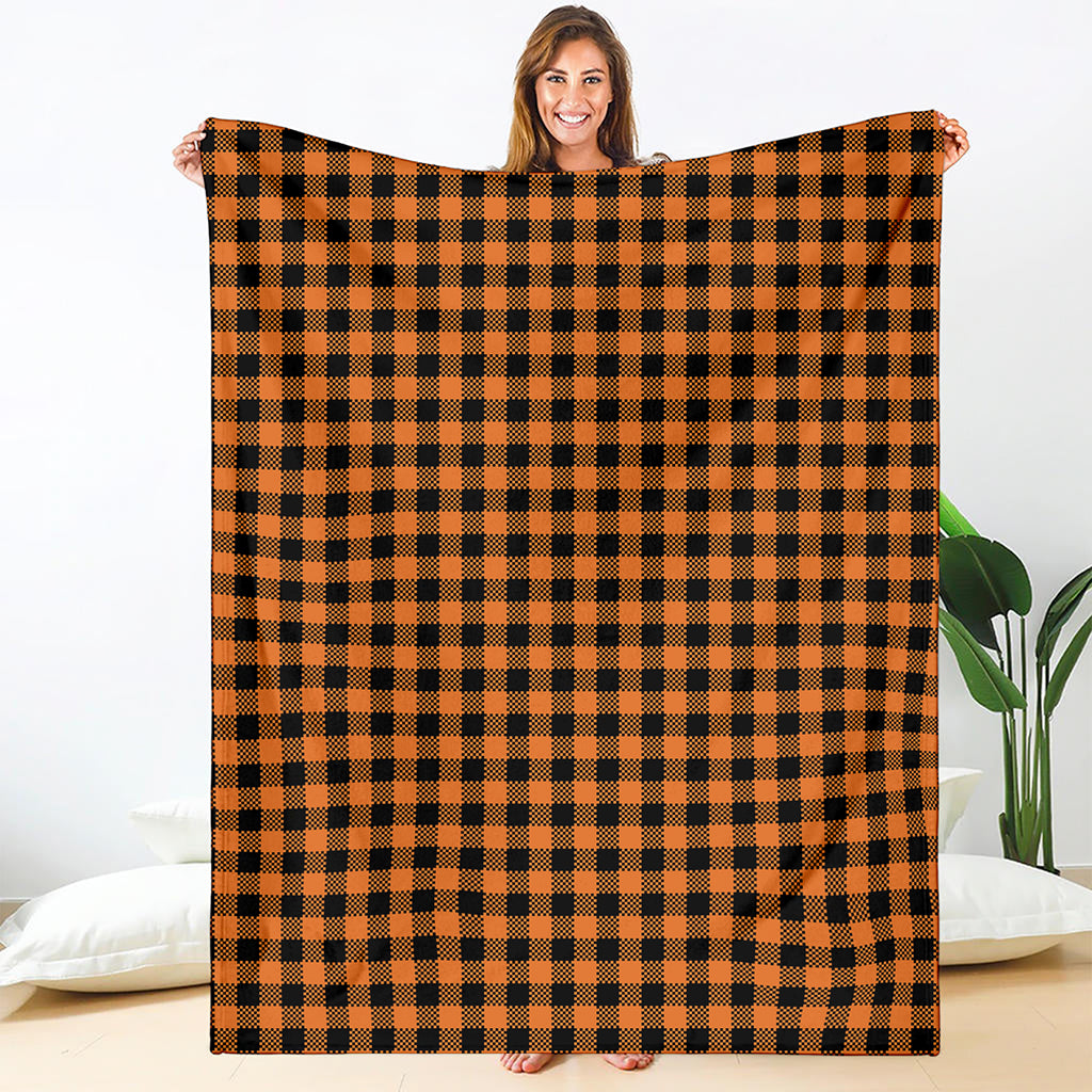 Orange Buffalo Plaid Print Blanket