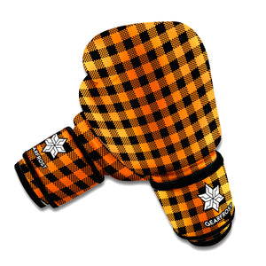 Orange Buffalo Plaid Print Boxing Gloves