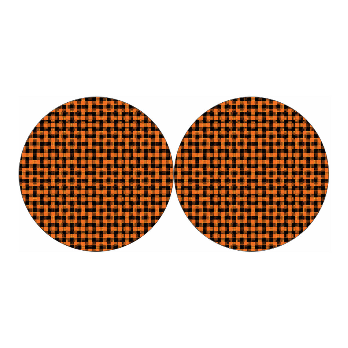 Orange Buffalo Plaid Print Car Coasters