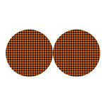 Orange Buffalo Plaid Print Car Coasters