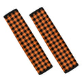 Orange Buffalo Plaid Print Car Seat Belt Covers