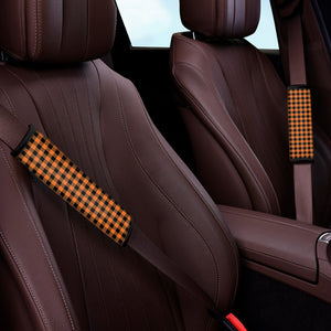 Orange Buffalo Plaid Print Car Seat Belt Covers