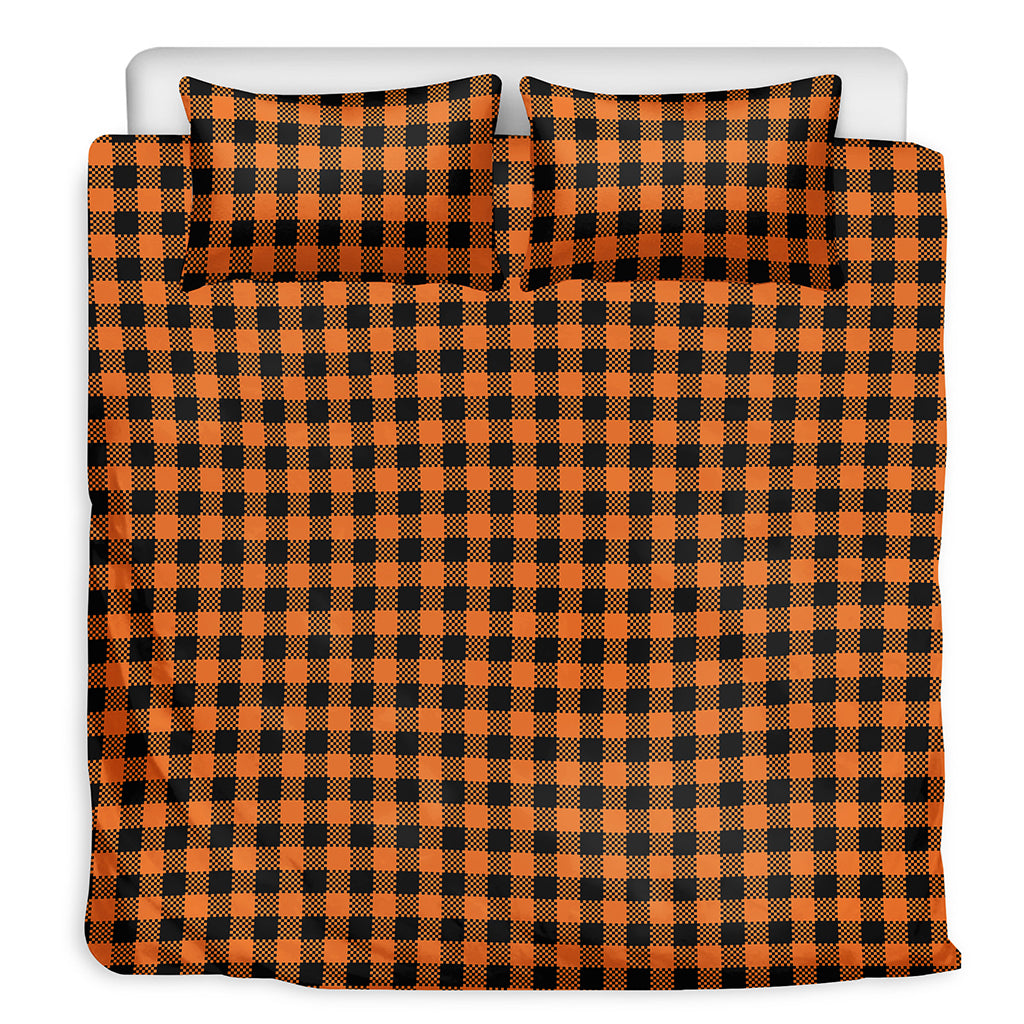 Orange Buffalo Plaid Print Duvet Cover Bedding Set