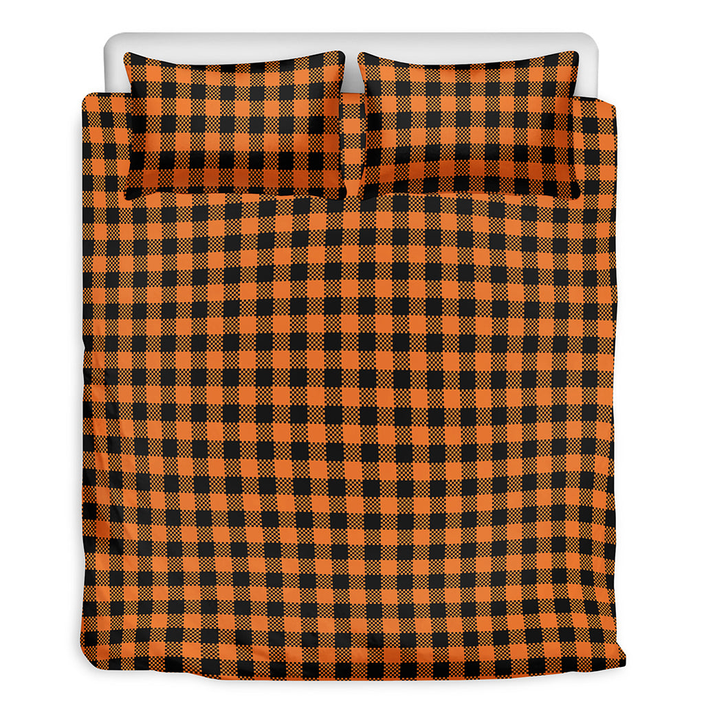 Orange Buffalo Plaid Print Duvet Cover Bedding Set