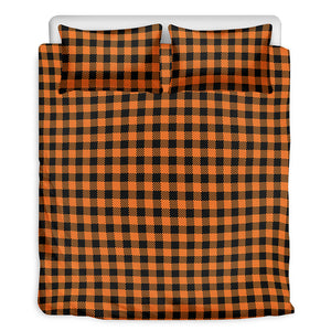 Orange Buffalo Plaid Print Duvet Cover Bedding Set