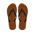 Orange Buffalo Plaid Print Flip Flops