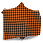 Orange Buffalo Plaid Print Hooded Blanket