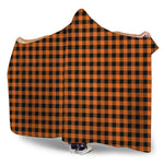 Orange Buffalo Plaid Print Hooded Blanket
