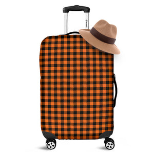 Orange Buffalo Plaid Print Luggage Cover