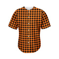 Orange Buffalo Plaid Print Men's Baseball Jersey