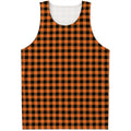 Orange Buffalo Plaid Print Men's Tank Top