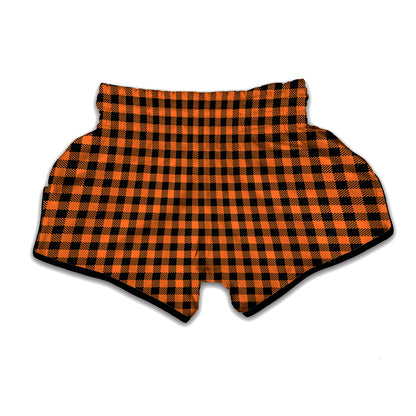 Orange Buffalo Plaid Print Muay Thai Boxing Shorts