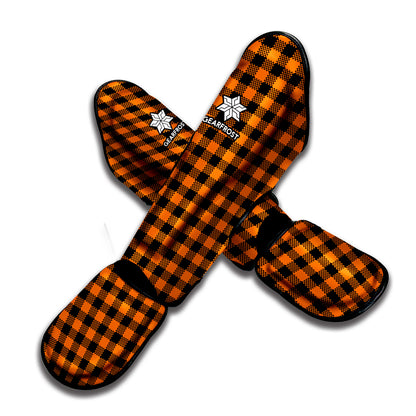 Orange Buffalo Plaid Print Muay Thai Shin Guard