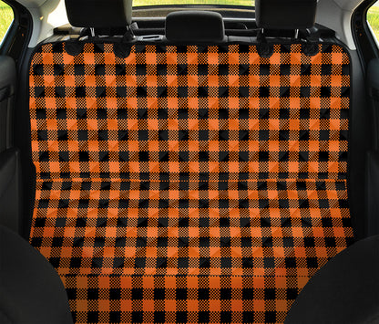 Orange Buffalo Plaid Print Pet Car Back Seat Cover