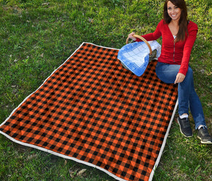 Orange Buffalo Plaid Print Quilt