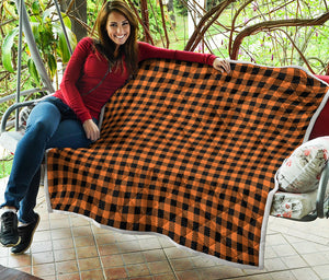 Orange Buffalo Plaid Print Quilt