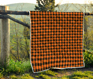 Orange Buffalo Plaid Print Quilt