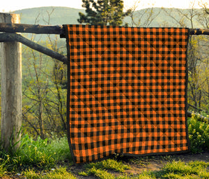 Orange Buffalo Plaid Print Quilt