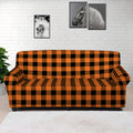 Orange Buffalo Plaid Print Sofa Cover