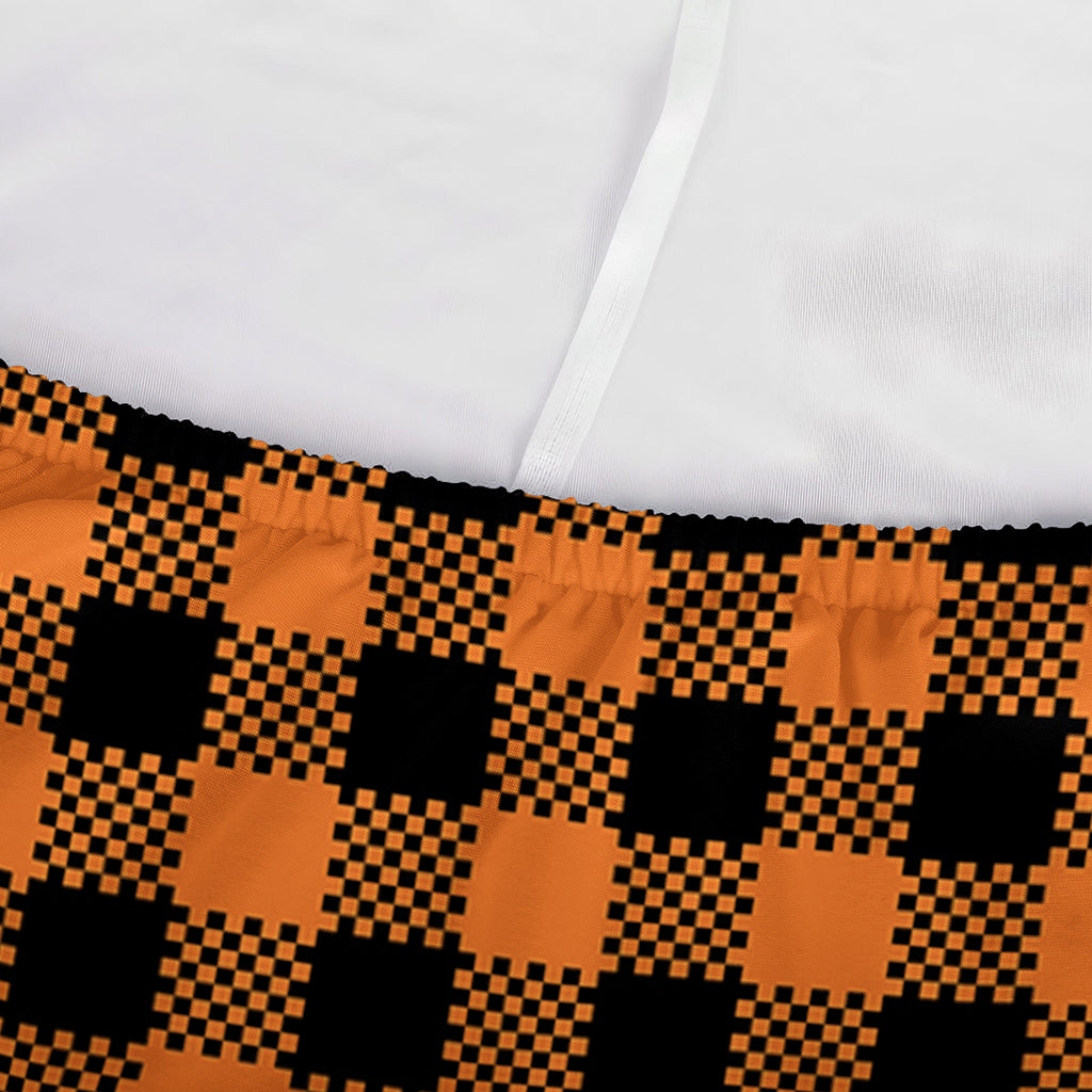 Orange Buffalo Plaid Print Sofa Cover