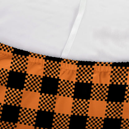 Orange Buffalo Plaid Print Sofa Cover