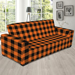 Orange Buffalo Plaid Print Sofa Slipcover