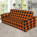 Orange Buffalo Plaid Print Sofa Slipcover