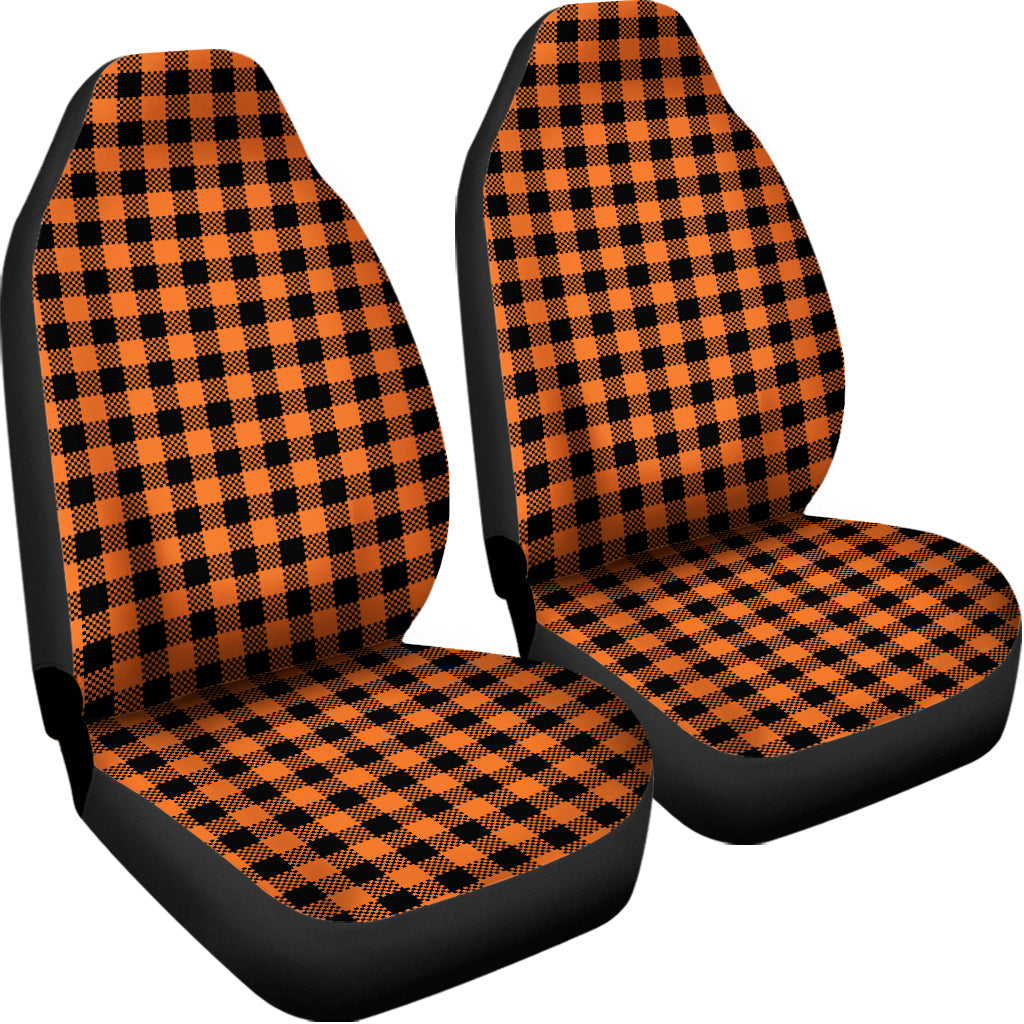 Orange Buffalo Plaid Print Universal Fit Car Seat Covers