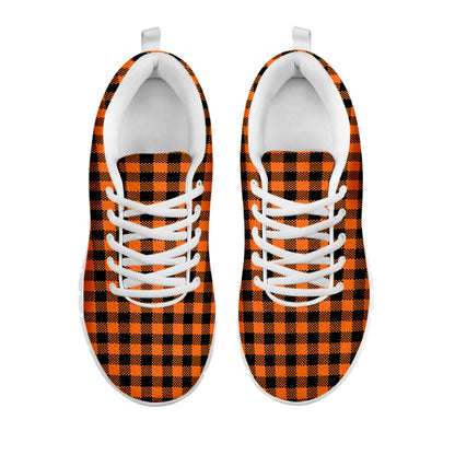 Orange Buffalo Plaid Print White Sneakers