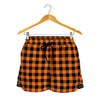Orange Buffalo Plaid Print Women's Shorts